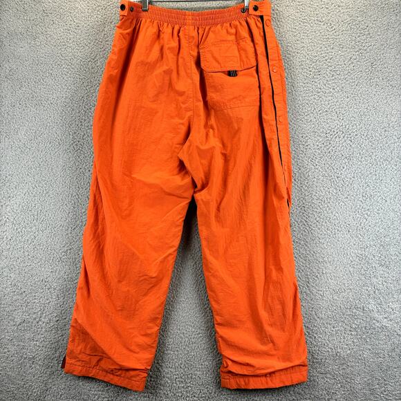 Vtg Structure Snap Leg Track Pants Mens Large Orange Nylon Jersey Lined 90s - Picture 5 of 9